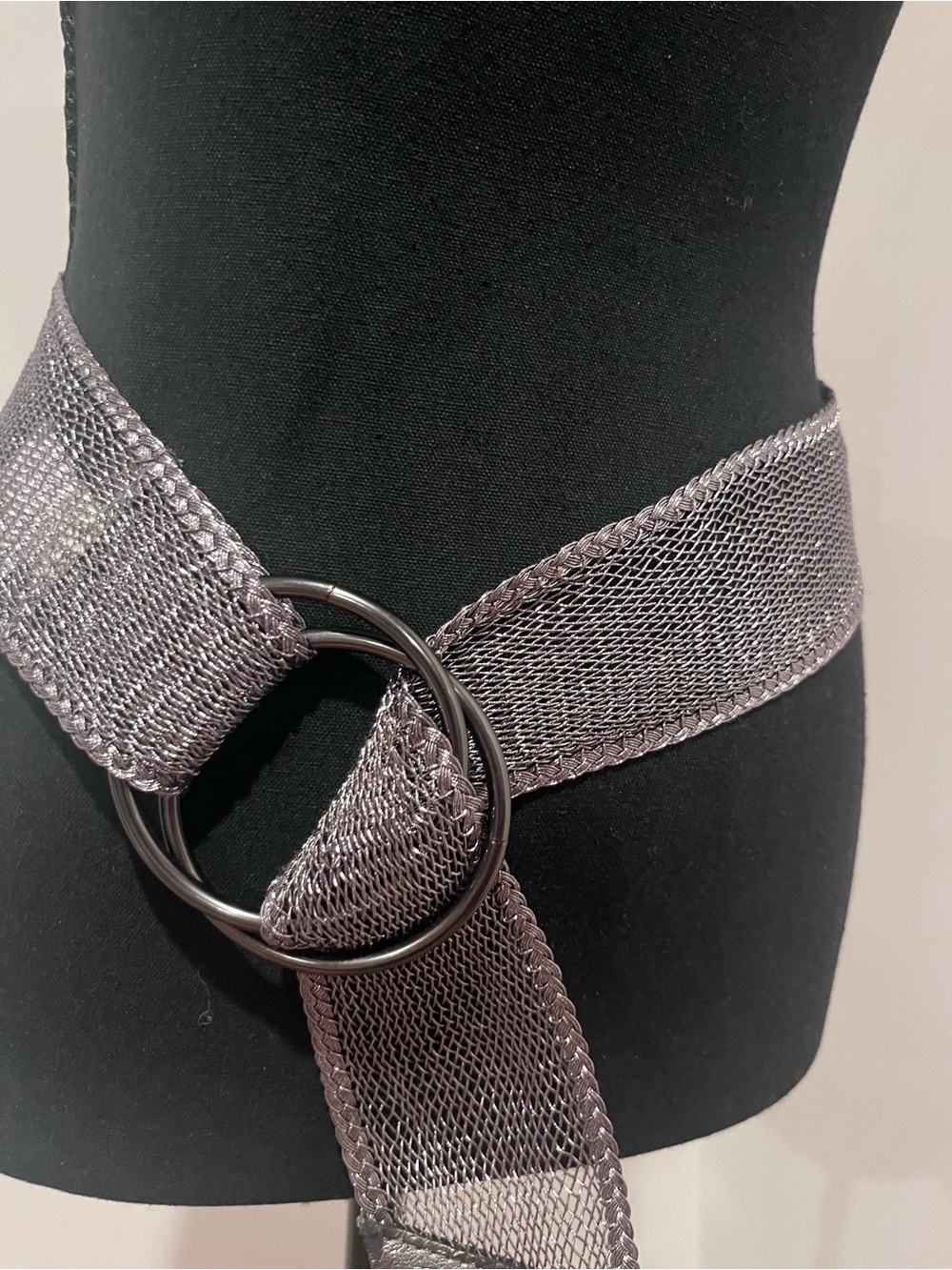 Banana Republic Silver Mesh Double Ring Waist Belt